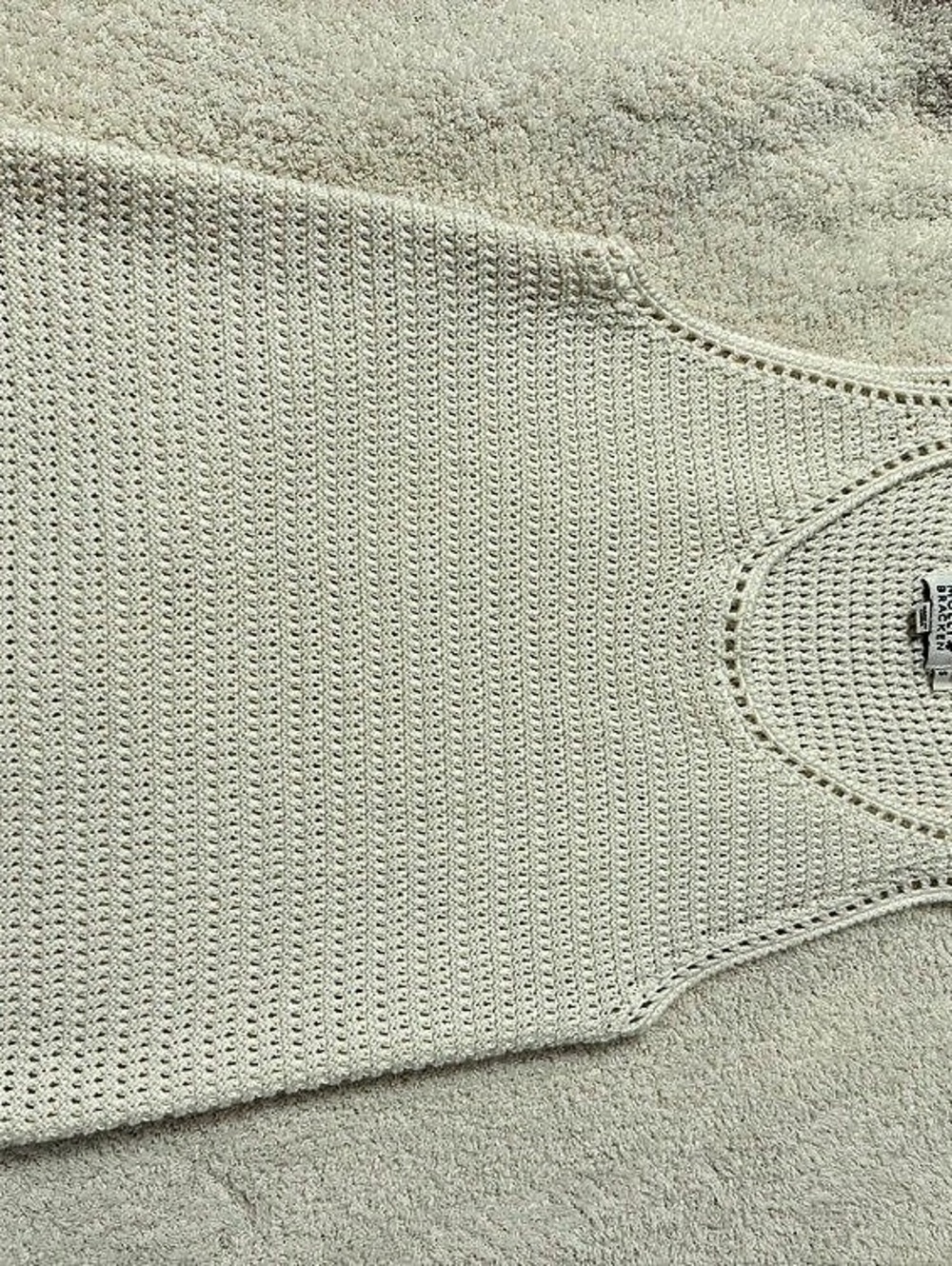 Molly Bracken Crochet Knit Tank Top Cream